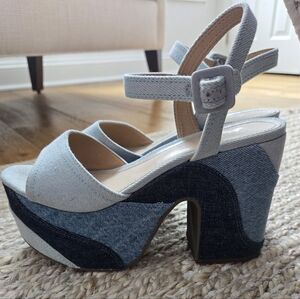 SCHUTZ Denim Blue Platform Sandals